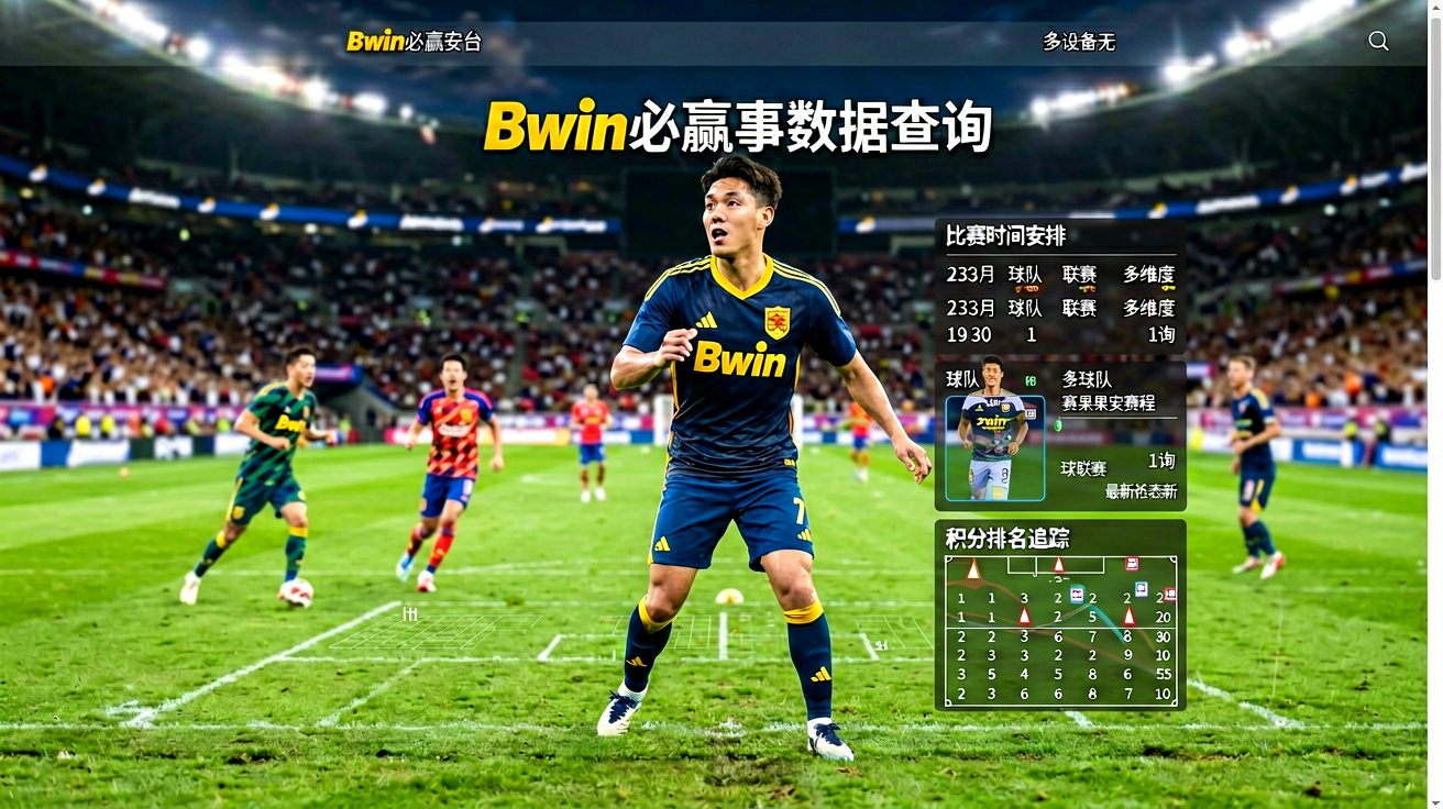 Bwin必赢赛事数据查询界面，展示足球篮球赛程与排名数据